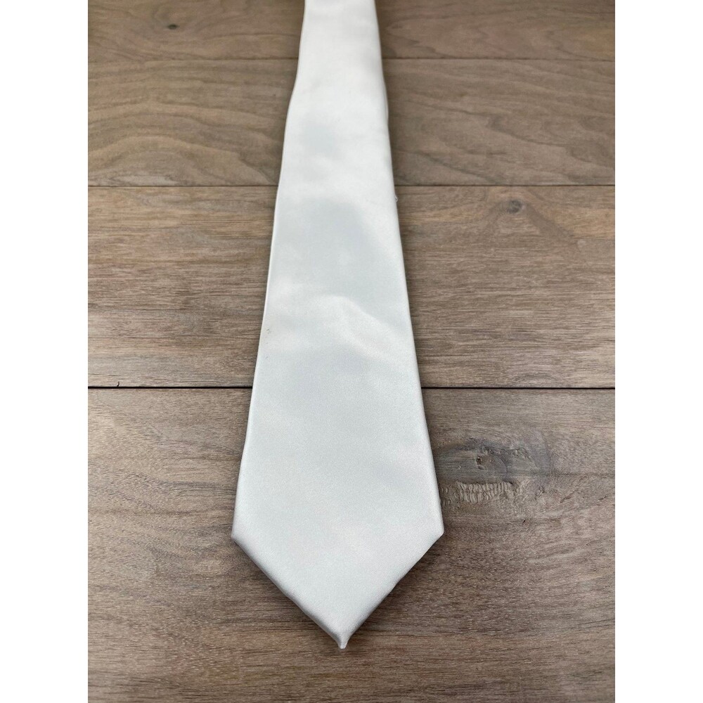 Puccini Men's White Satin Tie Classic Formal Wedding 57 Inch